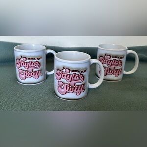 Taylor Swift White Ceramic Mug with Pink Script Logo (Set of 3)